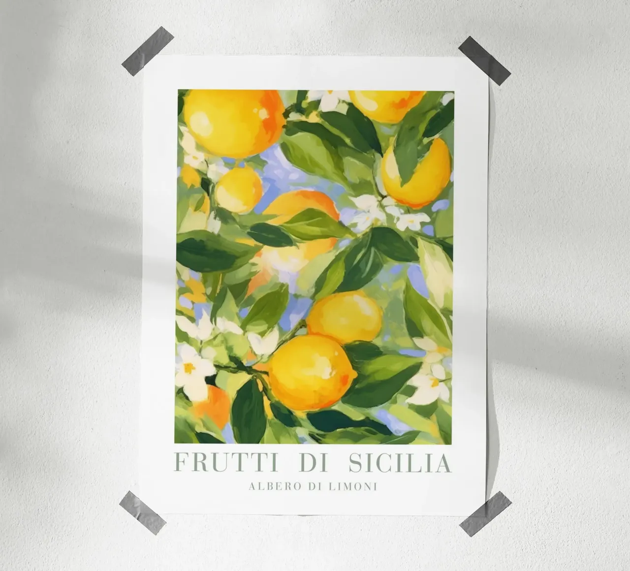 Zitrone Druck Italien Wandkunst Poster mit Kunststoffrahmen von Bella Studio