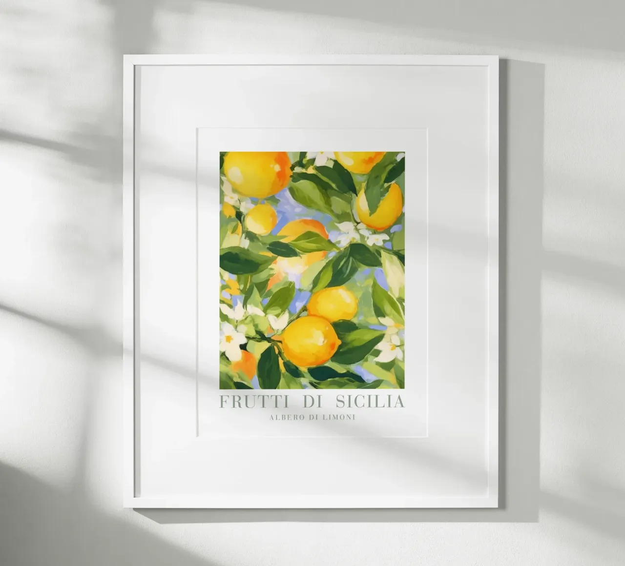 Zitrone Druck Italien Wandkunst Poster mit Kunststoffrahmen von Bella Studio