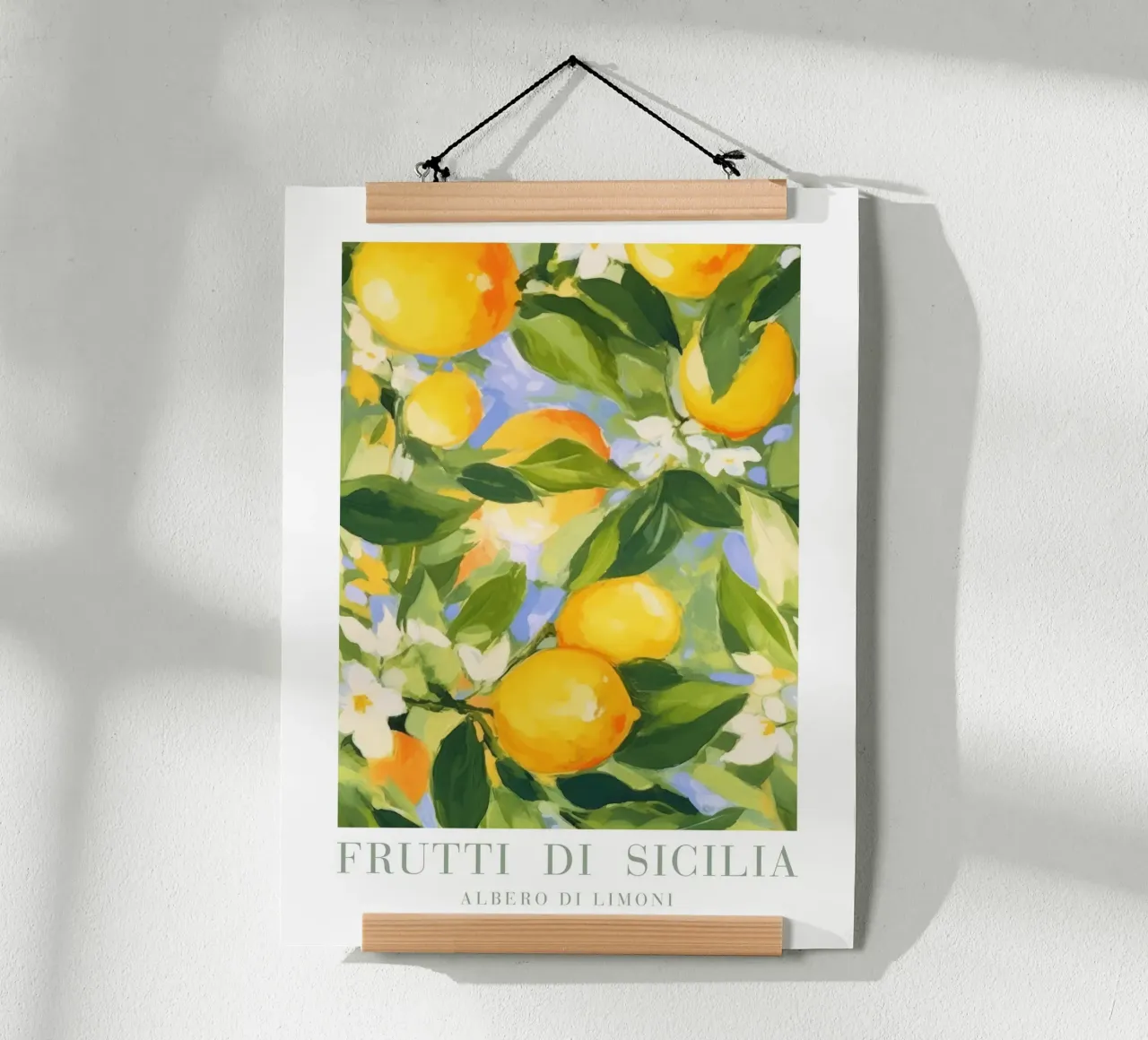 Zitrone Druck Italien Wandkunst Poster mit Kunststoffrahmen von Bella Studio
