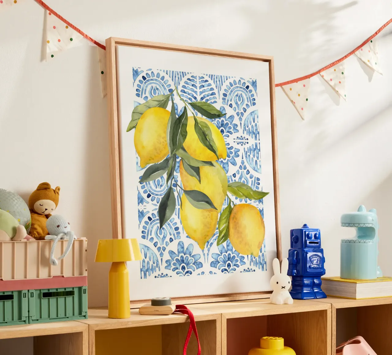 Italienische Zitrone drucken Leinwand mit Schattenfugenrahmen von Bella Studio