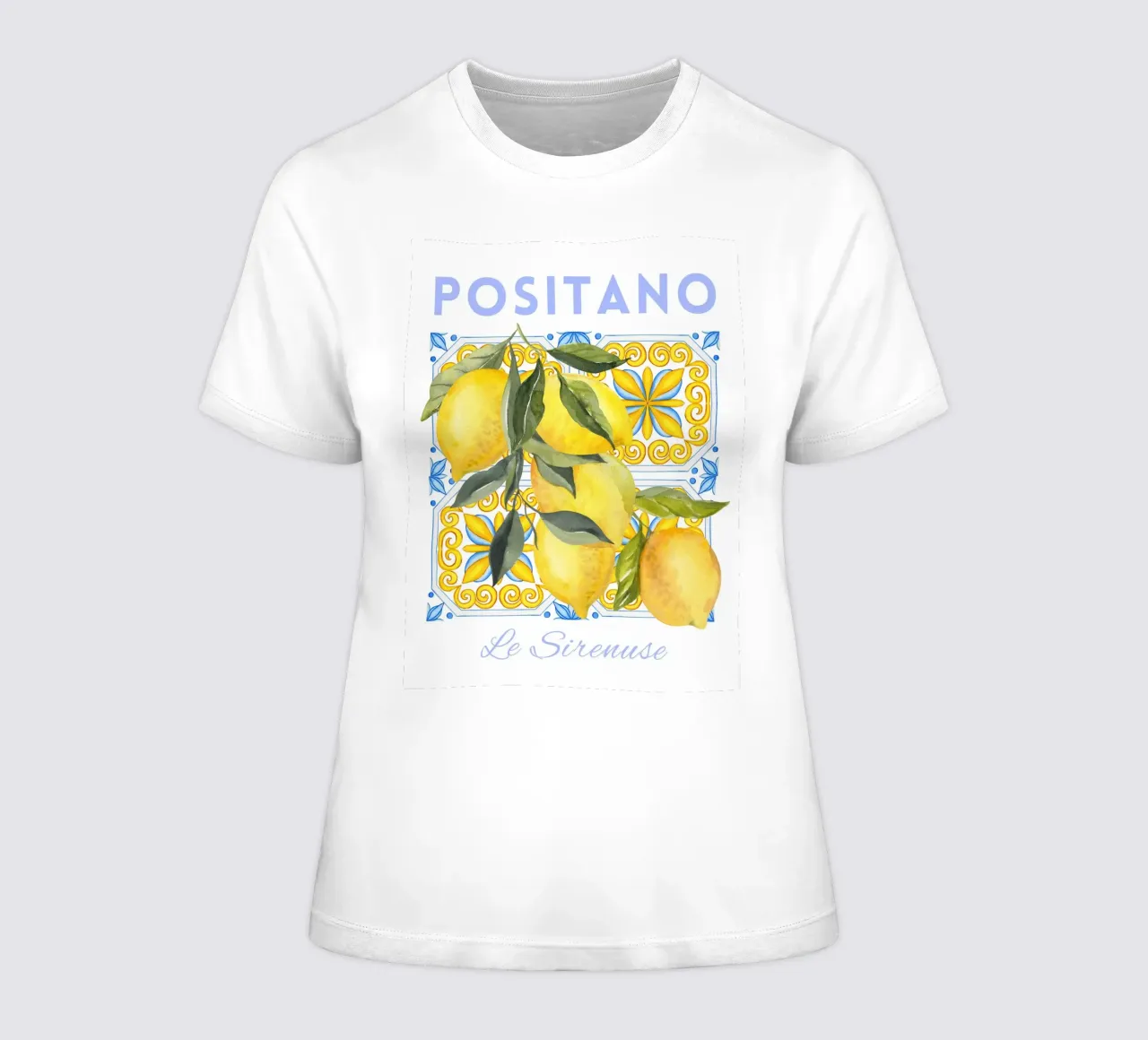 Positano Italian Lemon Print women's fitted t-shirt by Bella Studio
