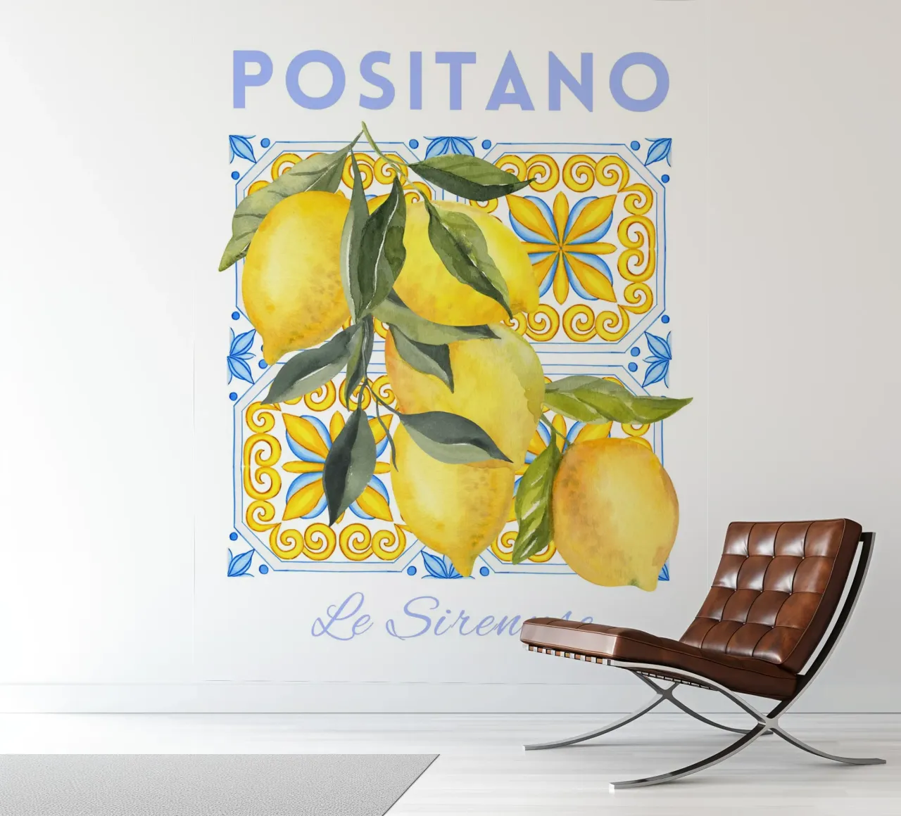 Positano Italian Lemon Print photo wallpaper by Bella Studio