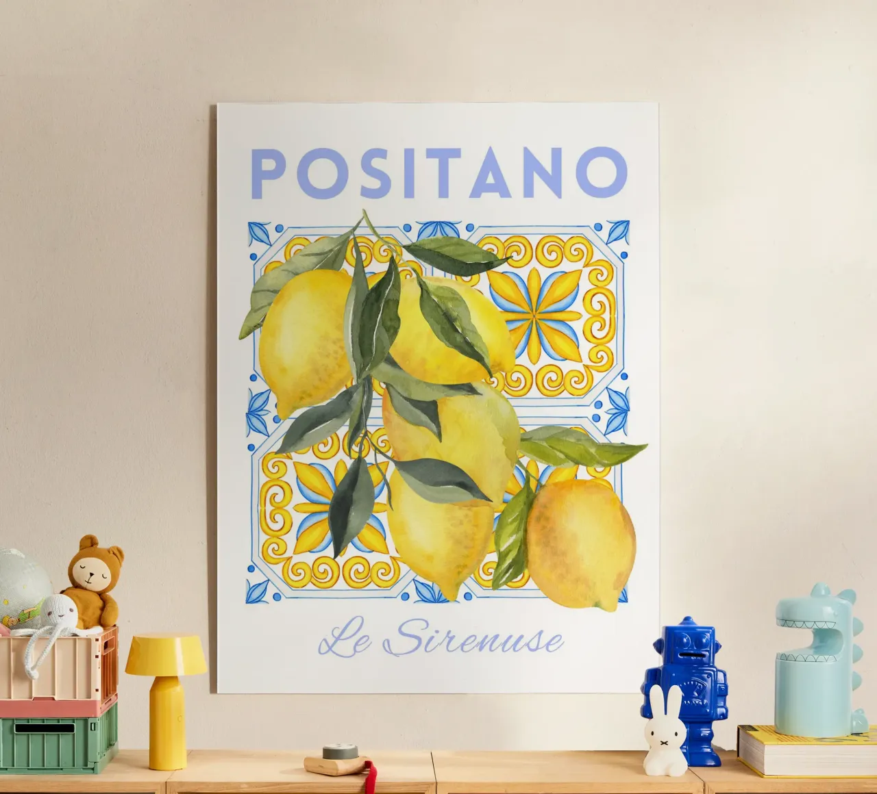 Positano Italian Lemon Print plexiglass da Bella Studio