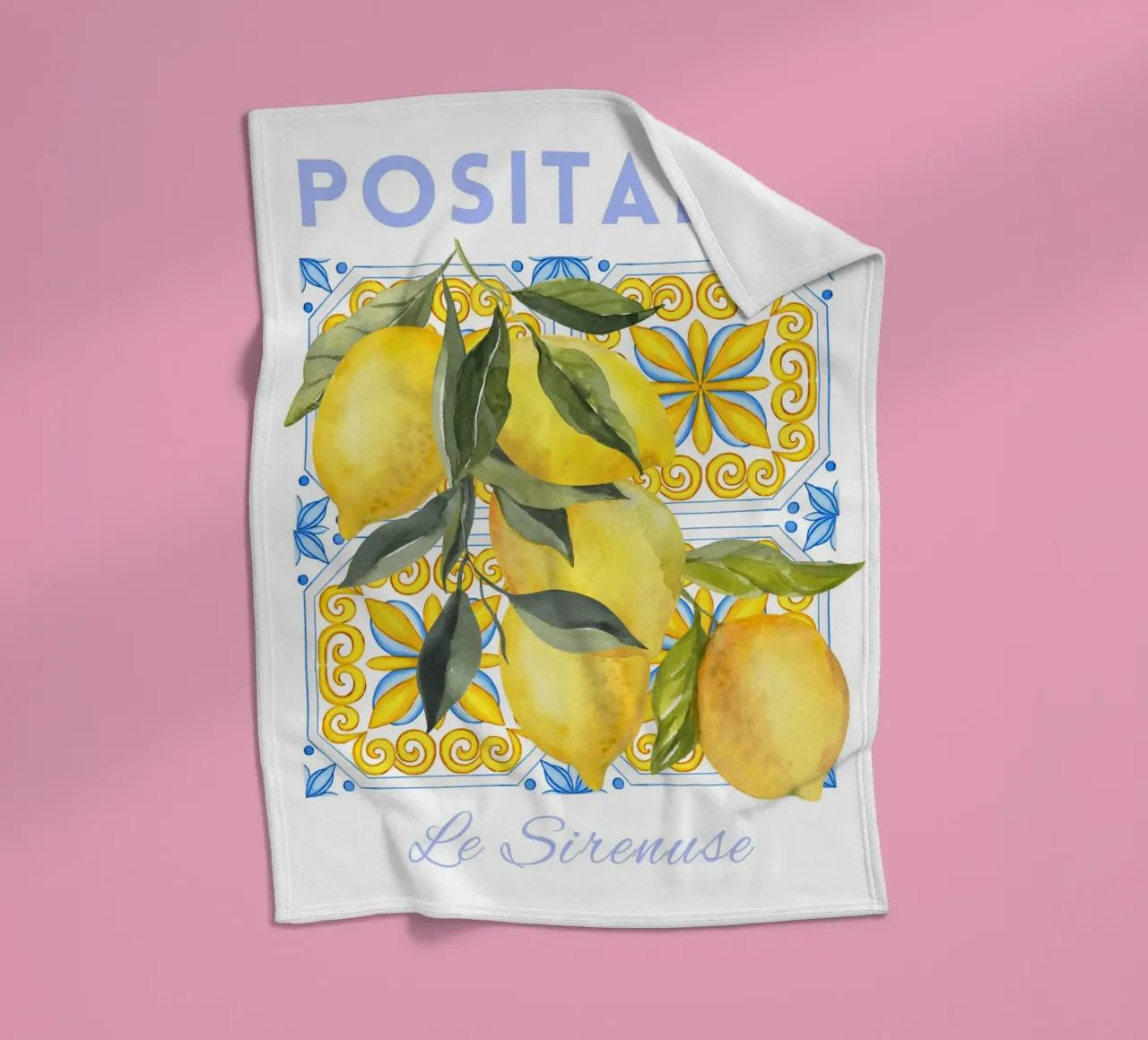 Positano Italian Lemon Print coperta in pile da Bella Studio