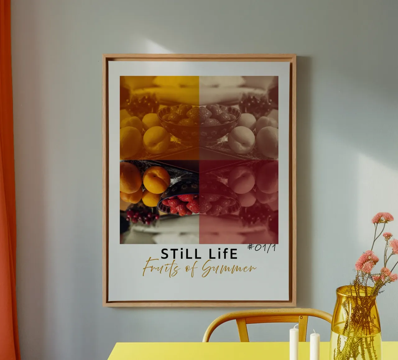 still life friuts #01/1 tela con Cornice a cassetta da words-in-frames