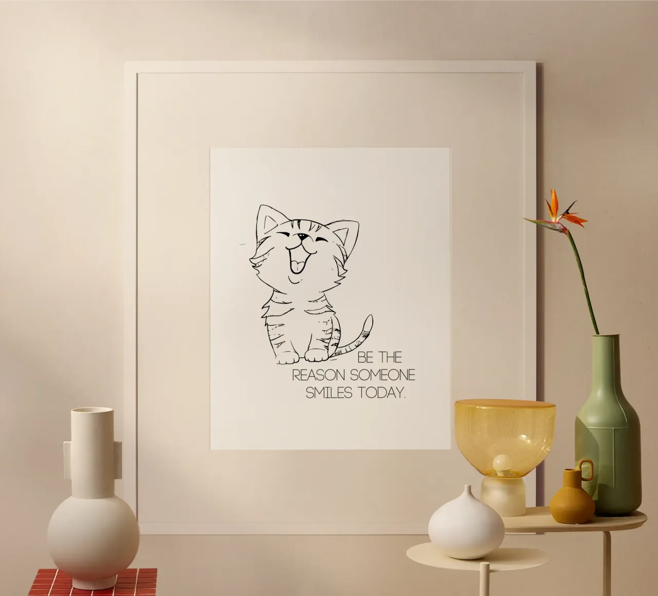 SII IL MOTIVO PER CUI QUALCUNO SORRIDE OGGI poster con telaio in legno da ArtDesign by KBK