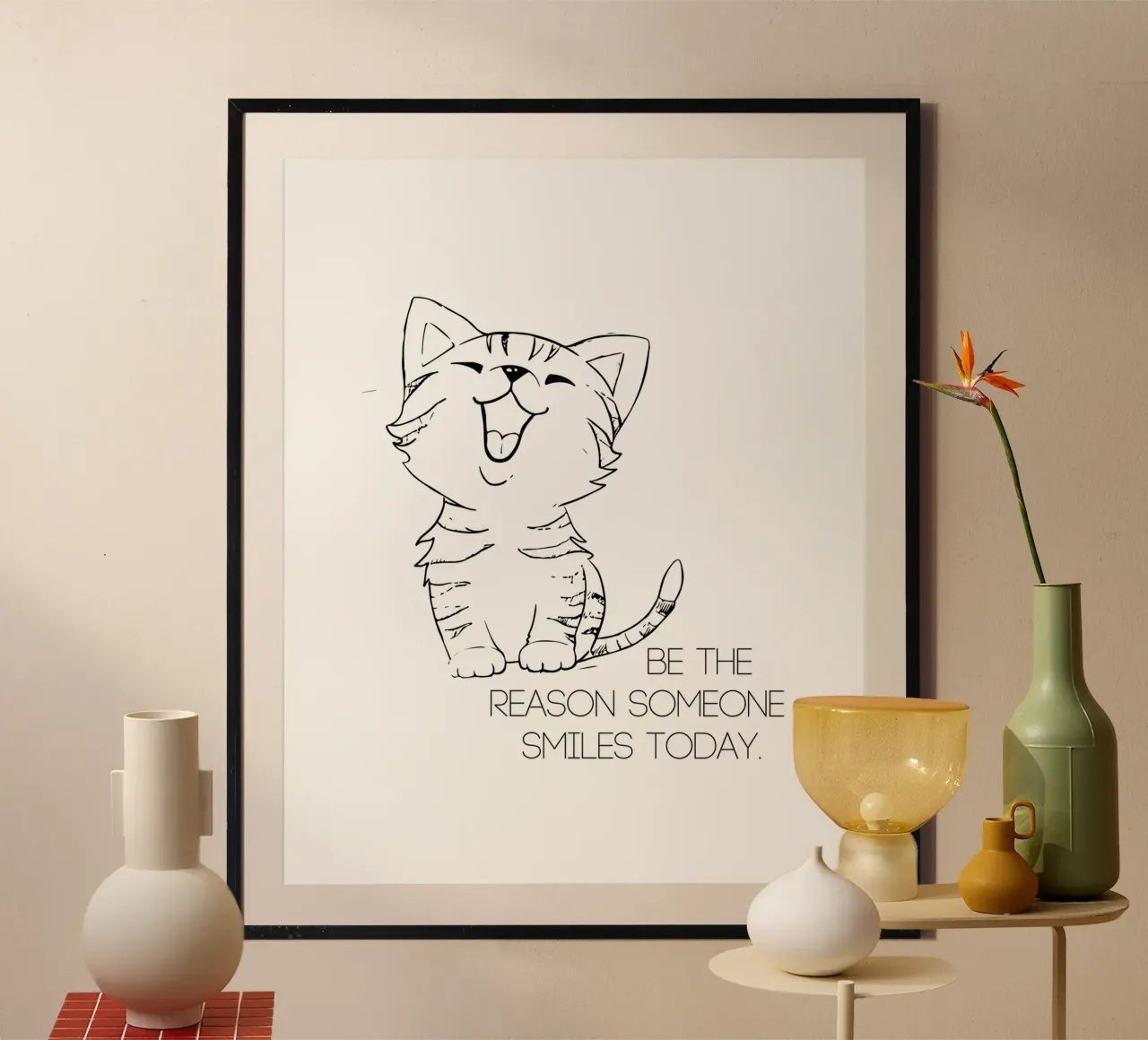 SII IL MOTIVO PER CUI QUALCUNO SORRIDE OGGI poster con telaio in legno da ArtDesign by KBK