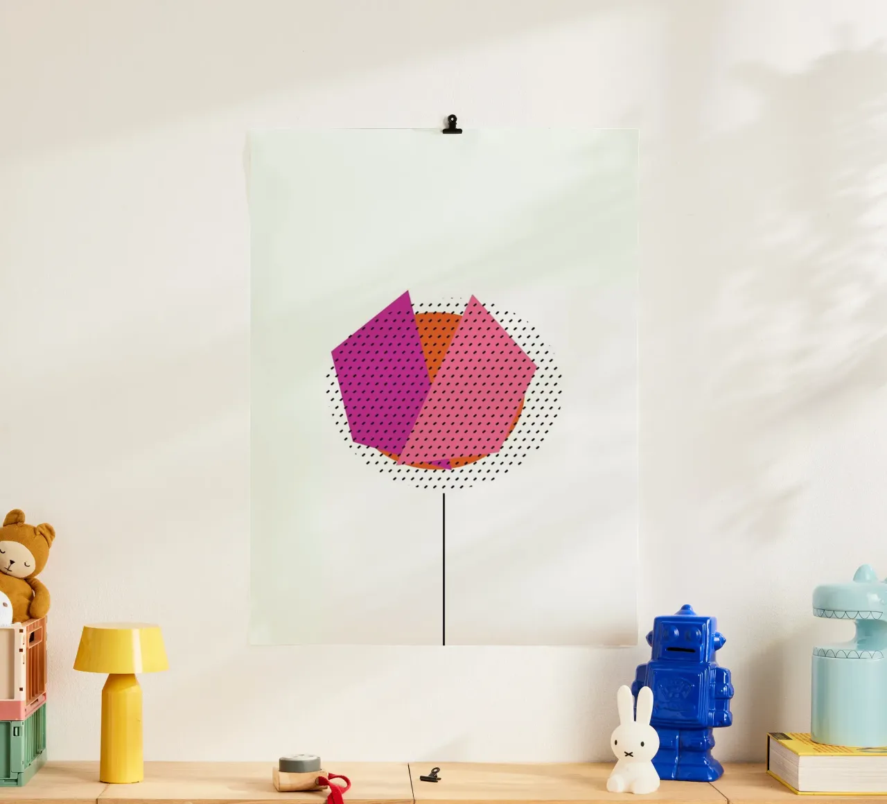 Pink Flower poster con telaio in legno da XOXO Arte