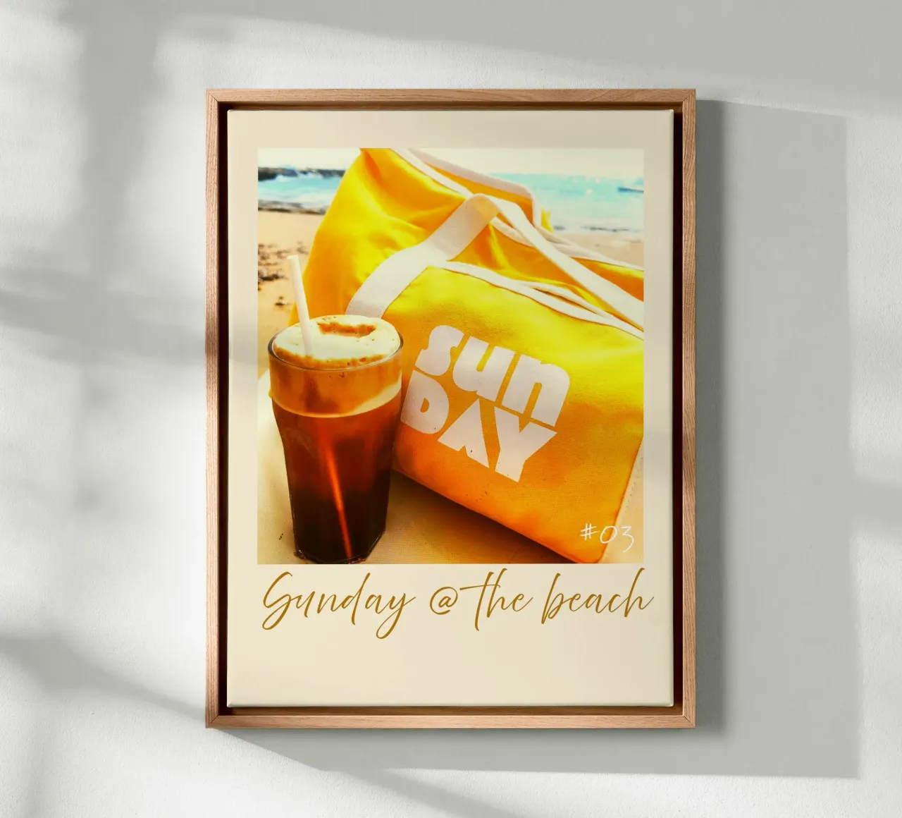 sunday at the beach #3 canvas with Floater frame by words-in-frames