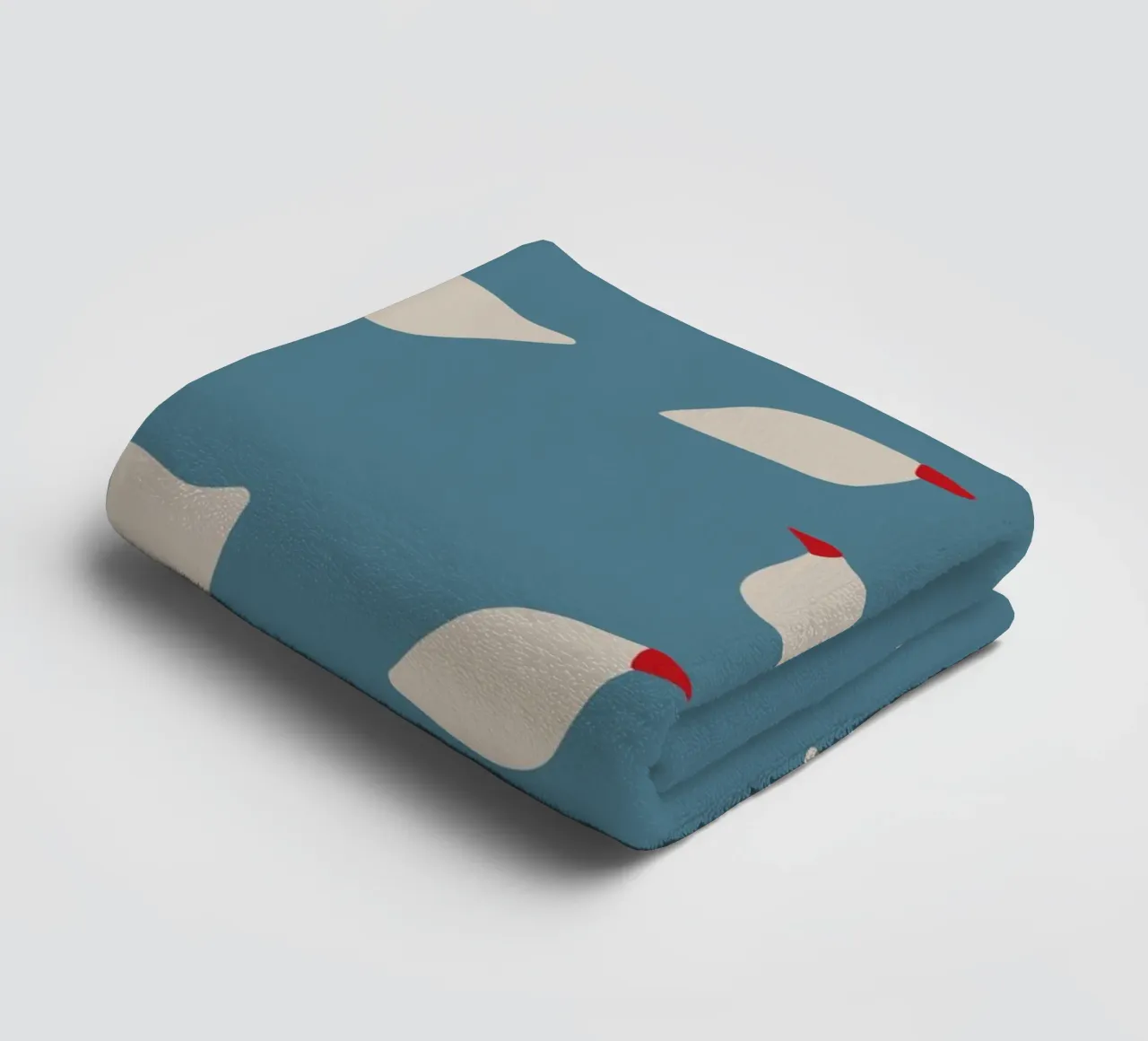 Minimalist seagull pattern on blue towel by Spunk
