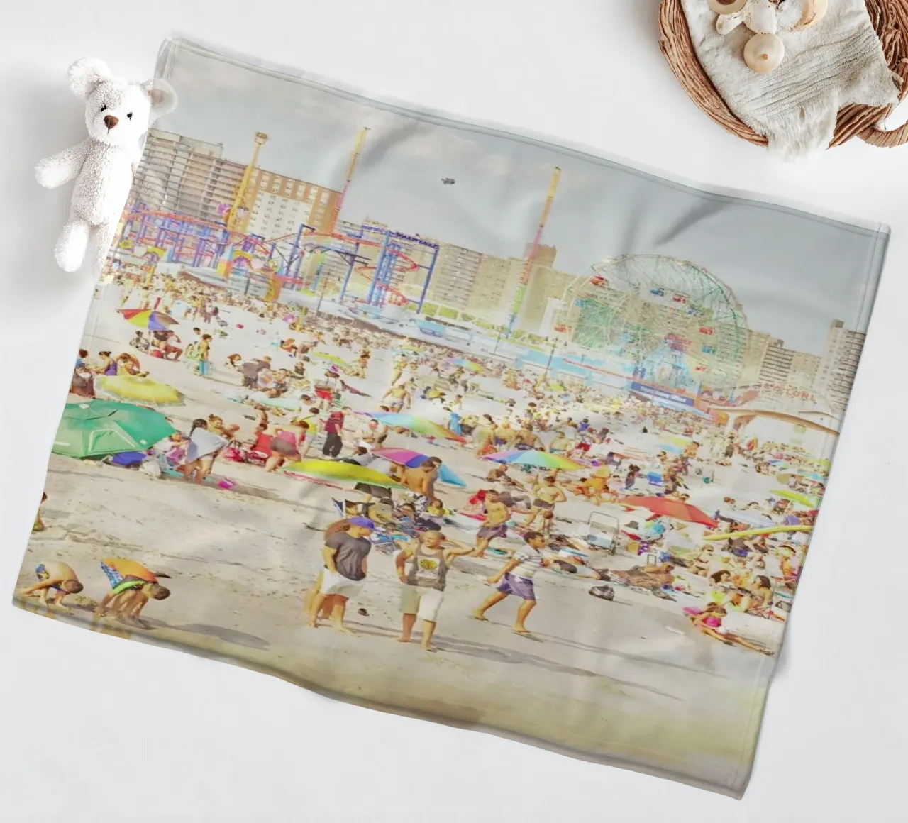 Brooklyn in July fleece blanket by Mina Teslaru