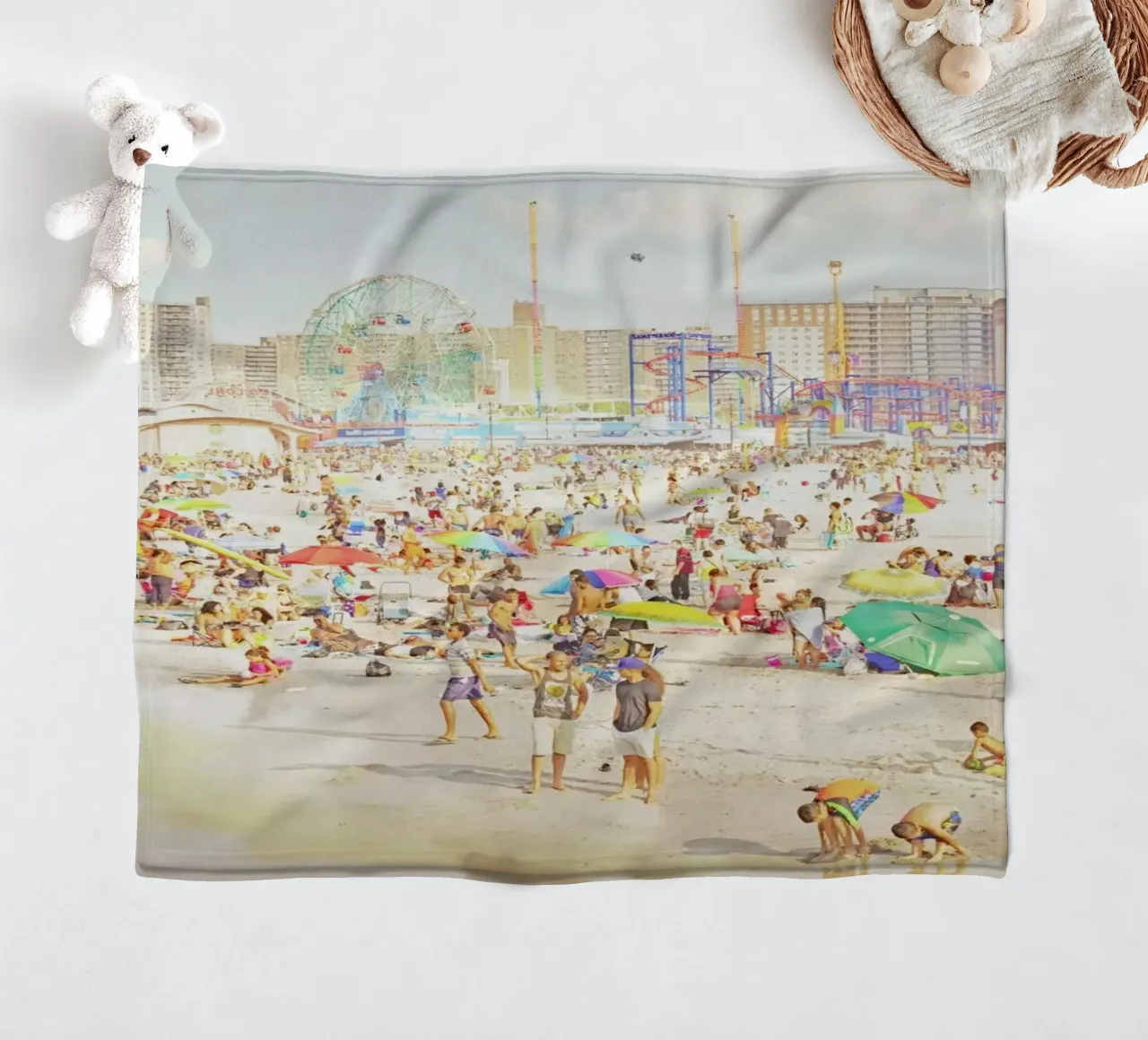 Brooklyn in July fleece blanket by Mina Teslaru