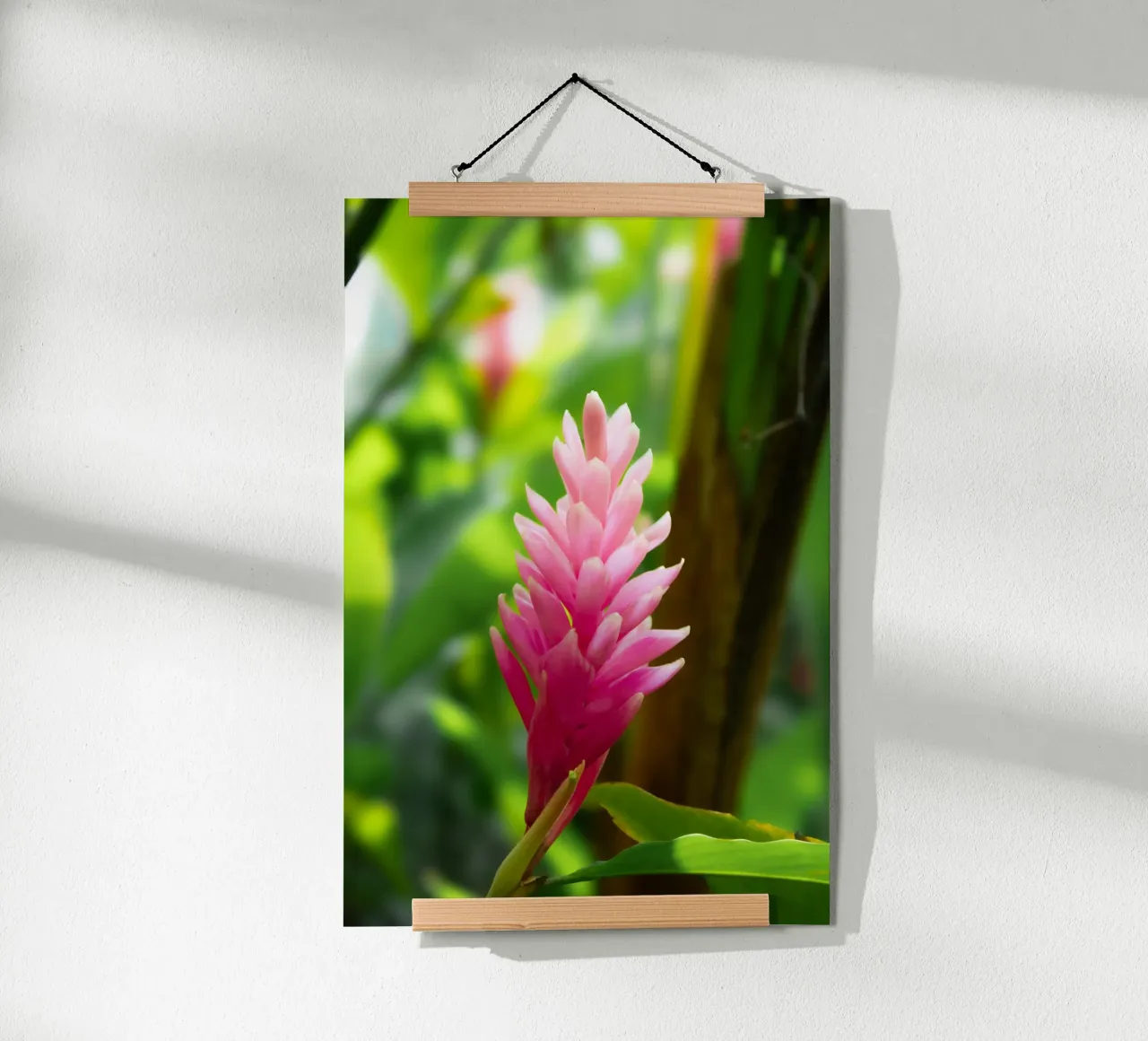 Fiore rosa tropicale poster con telaio in legno da Léa Lefebvre Photography