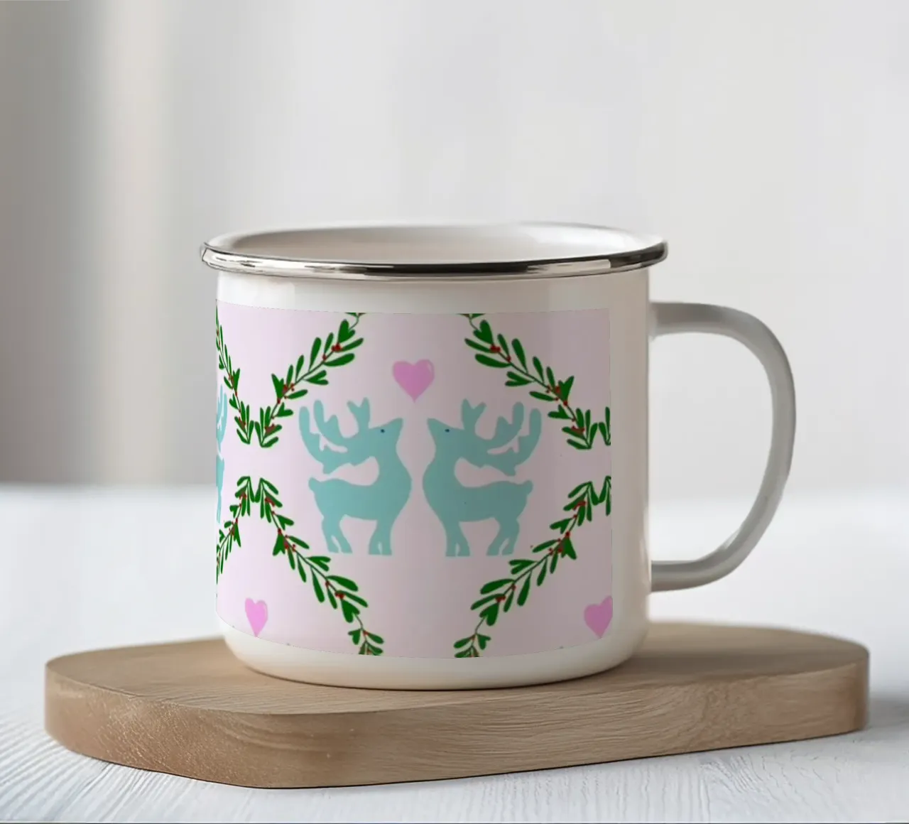 HirschgeWeihnachten hell tazza in smalto da Miris bunte Modewelt