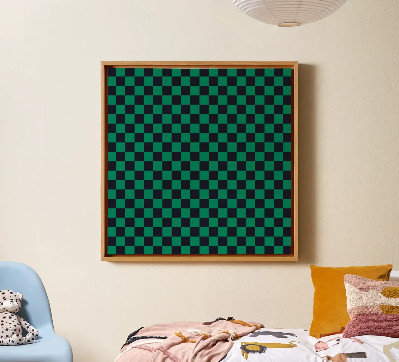 Check Green tela con Cornice a cassetta da Studio ROSAGRAU