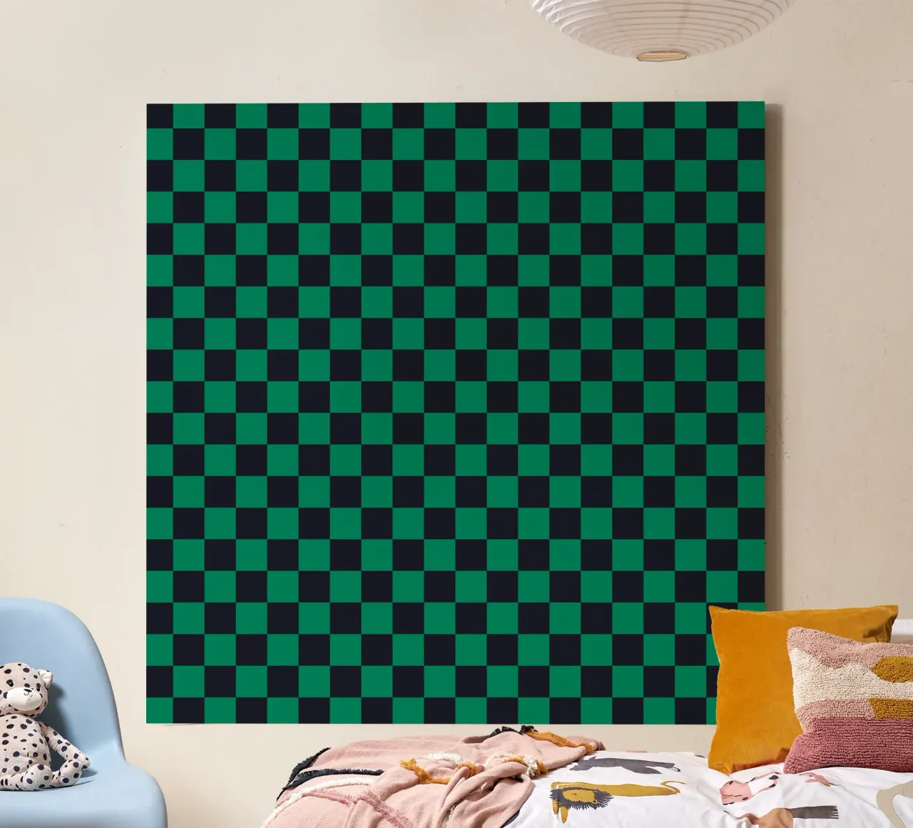 Check Green tela con Cornice a cassetta da Studio ROSAGRAU