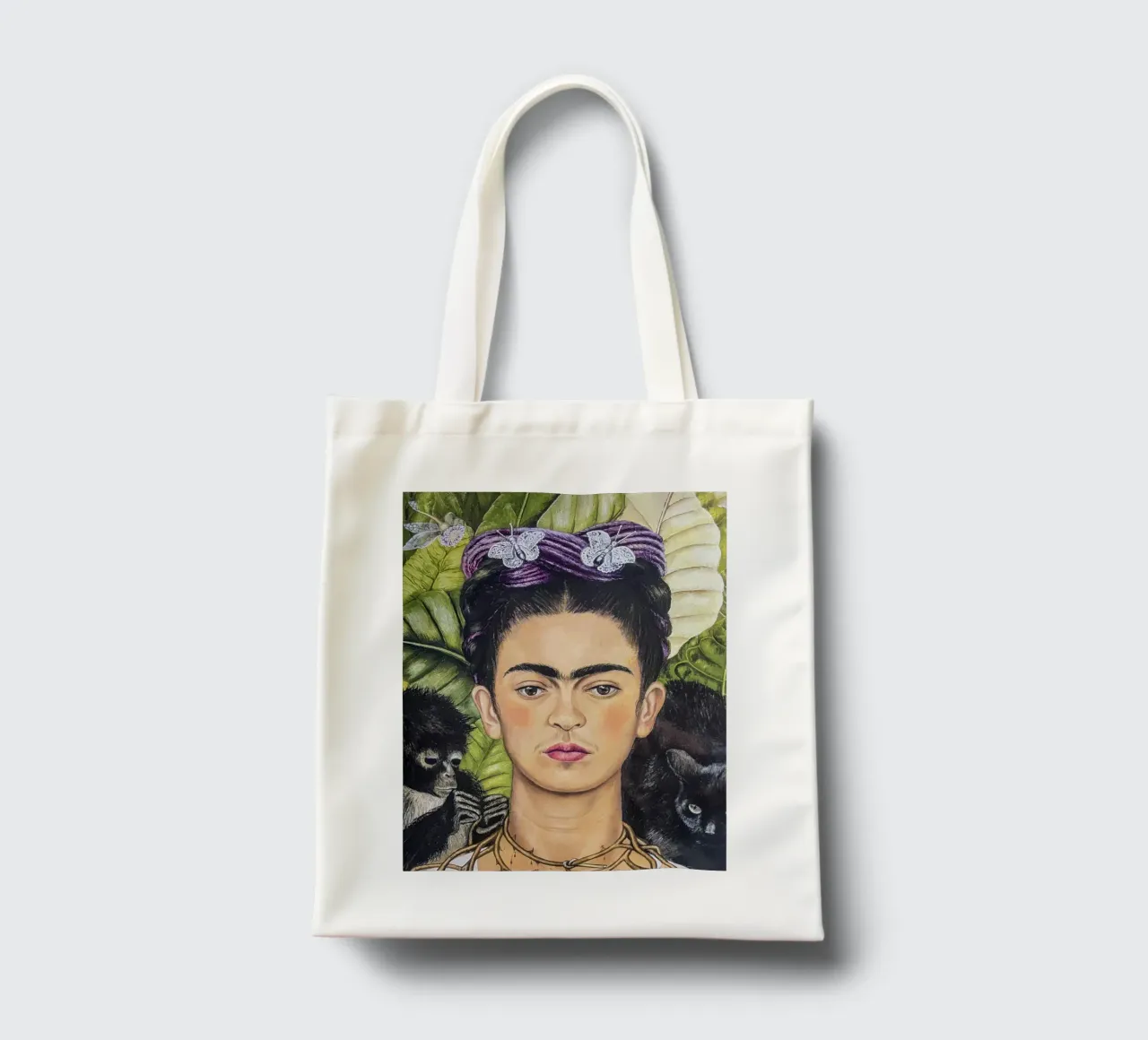 Frida con spine e scimmia borsa in juta da Carinaprint