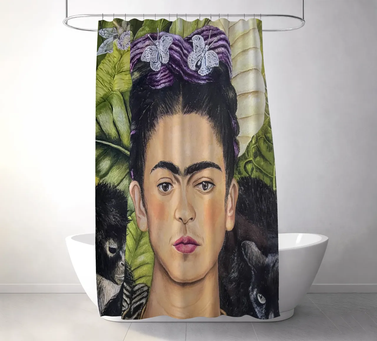 Frida con spine e scimmia tenda da doccia da Carinaprint