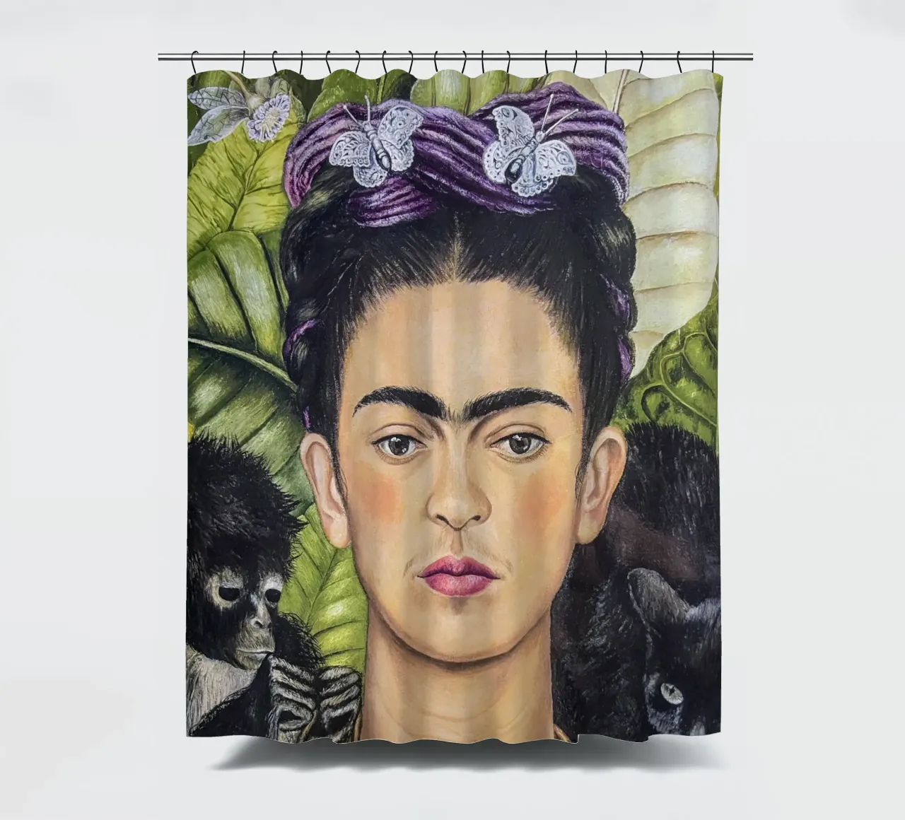 Frida con spine e scimmia tenda da doccia da Carinaprint