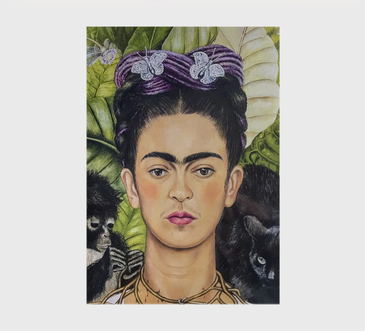 Frida with thorns and monkey notebook by Carinaprint