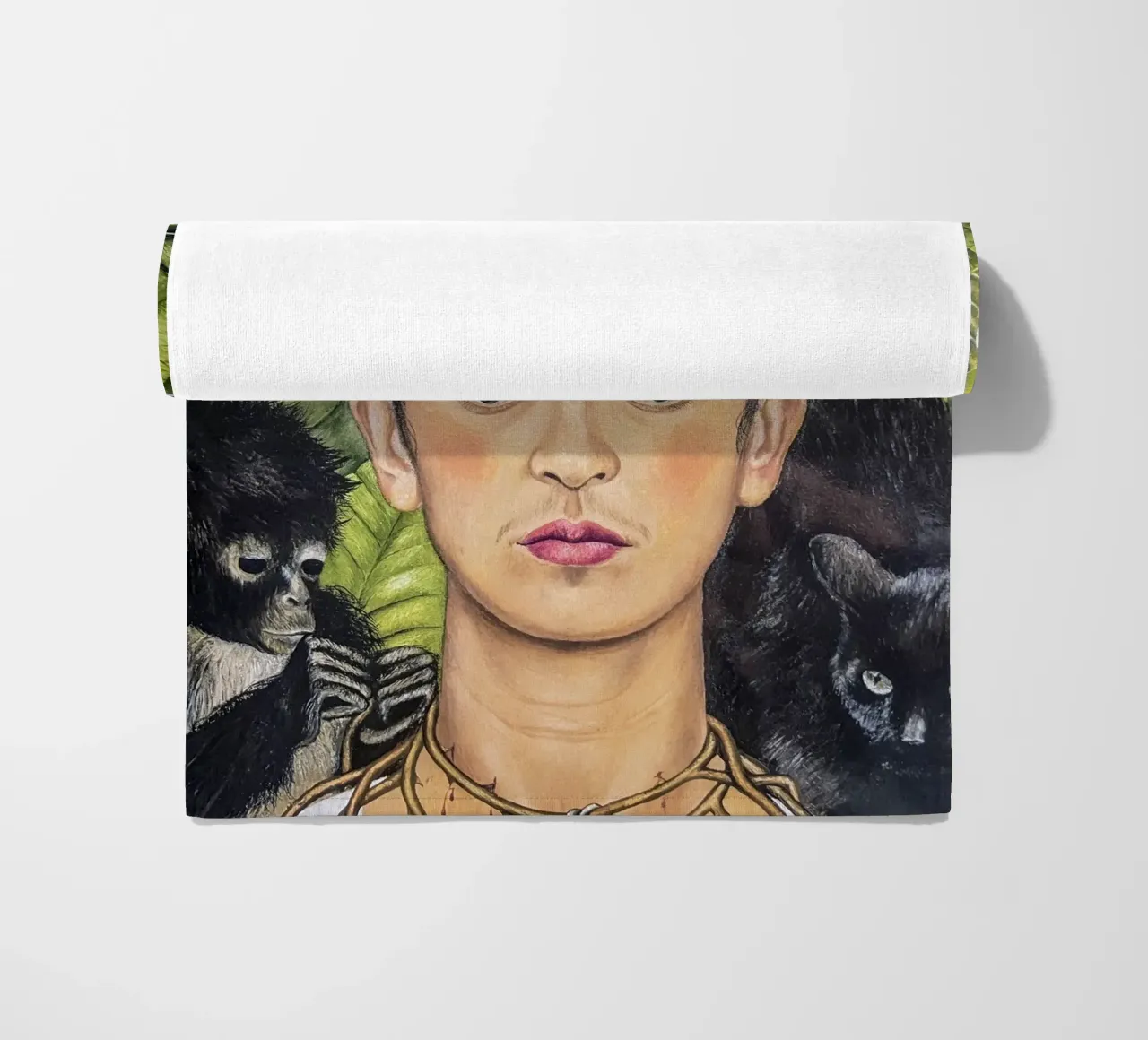 Frida con spine e scimmia telo mare da Carinaprint