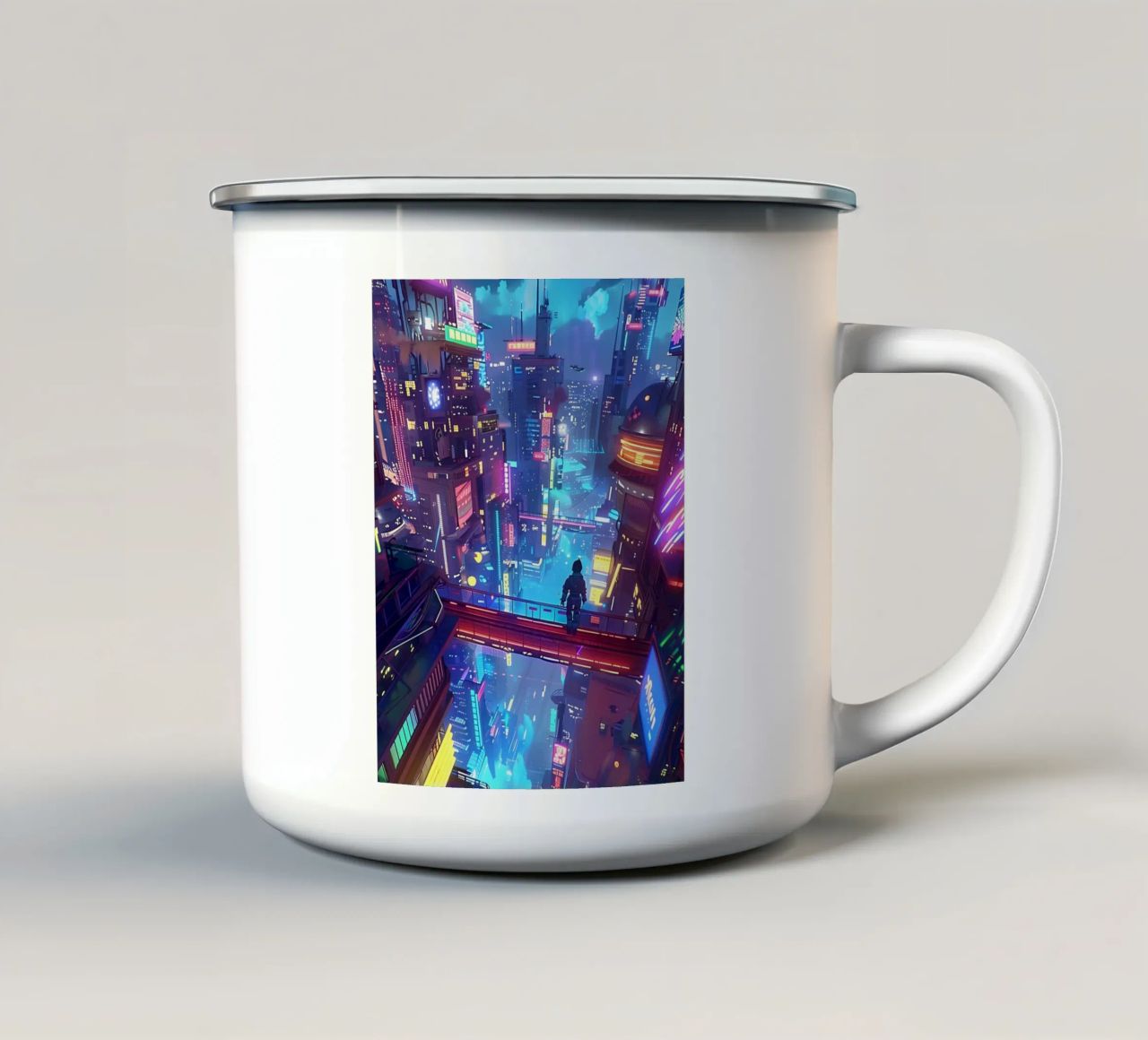 Cyber ​​Age poster design tazza in smalto da Manzwrobe