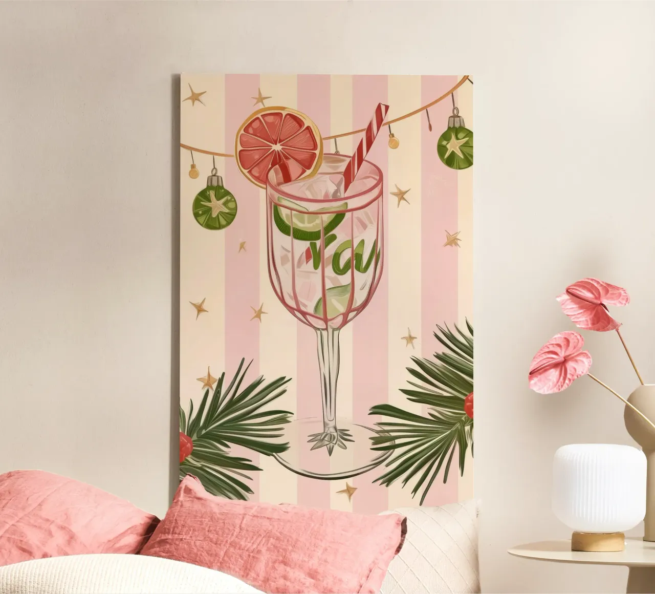Feestelijke cocktailkunst met citrusvruchten canvas met Baklijst van Melloi Art Print