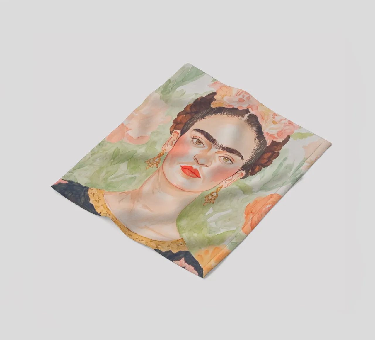 Frida Portrait Painting fleece blanket by Melloi Art Print
