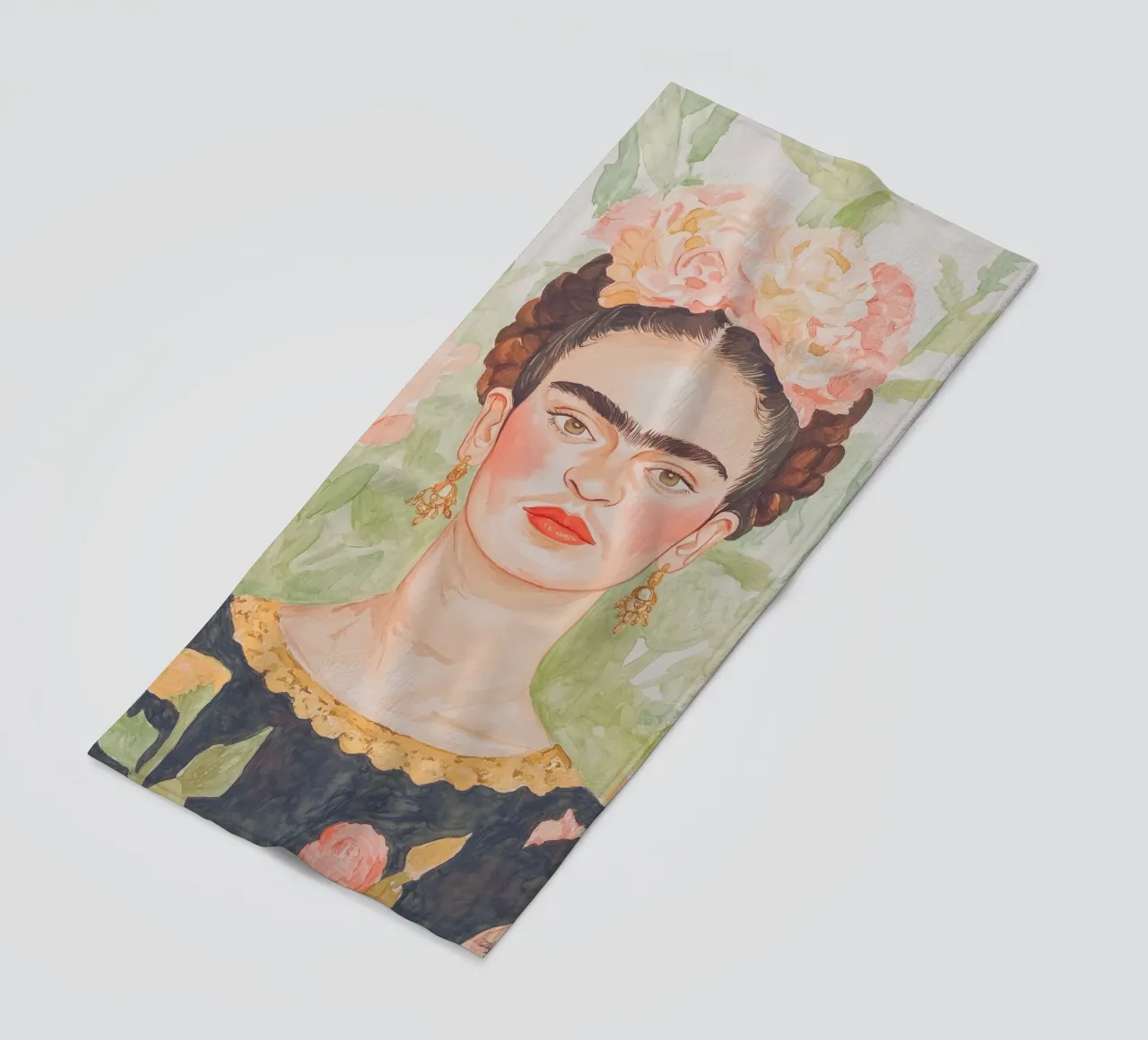Frida Portrait Painting beach towel by Melloi Art Print