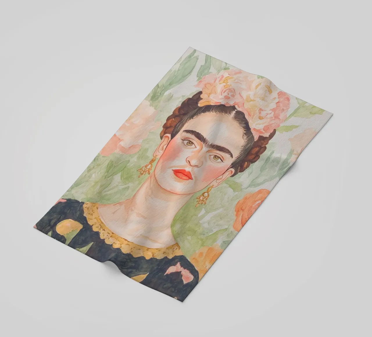 Frida Portrait Painting beach towel by Melloi Art Print