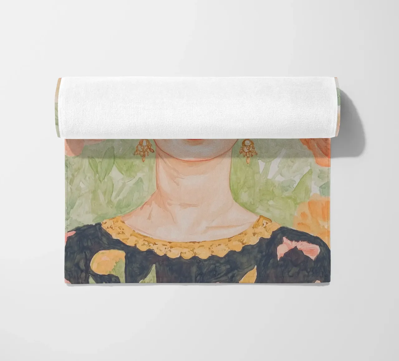 Frida Portrait Painting beach towel by Melloi Art Print