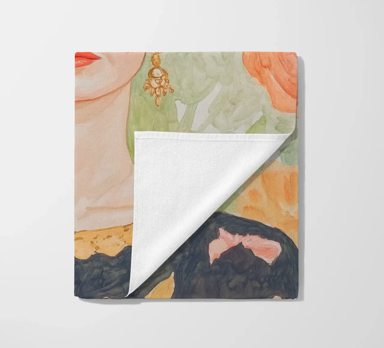Frida Portrait Painting beach towel by Melloi Art Print