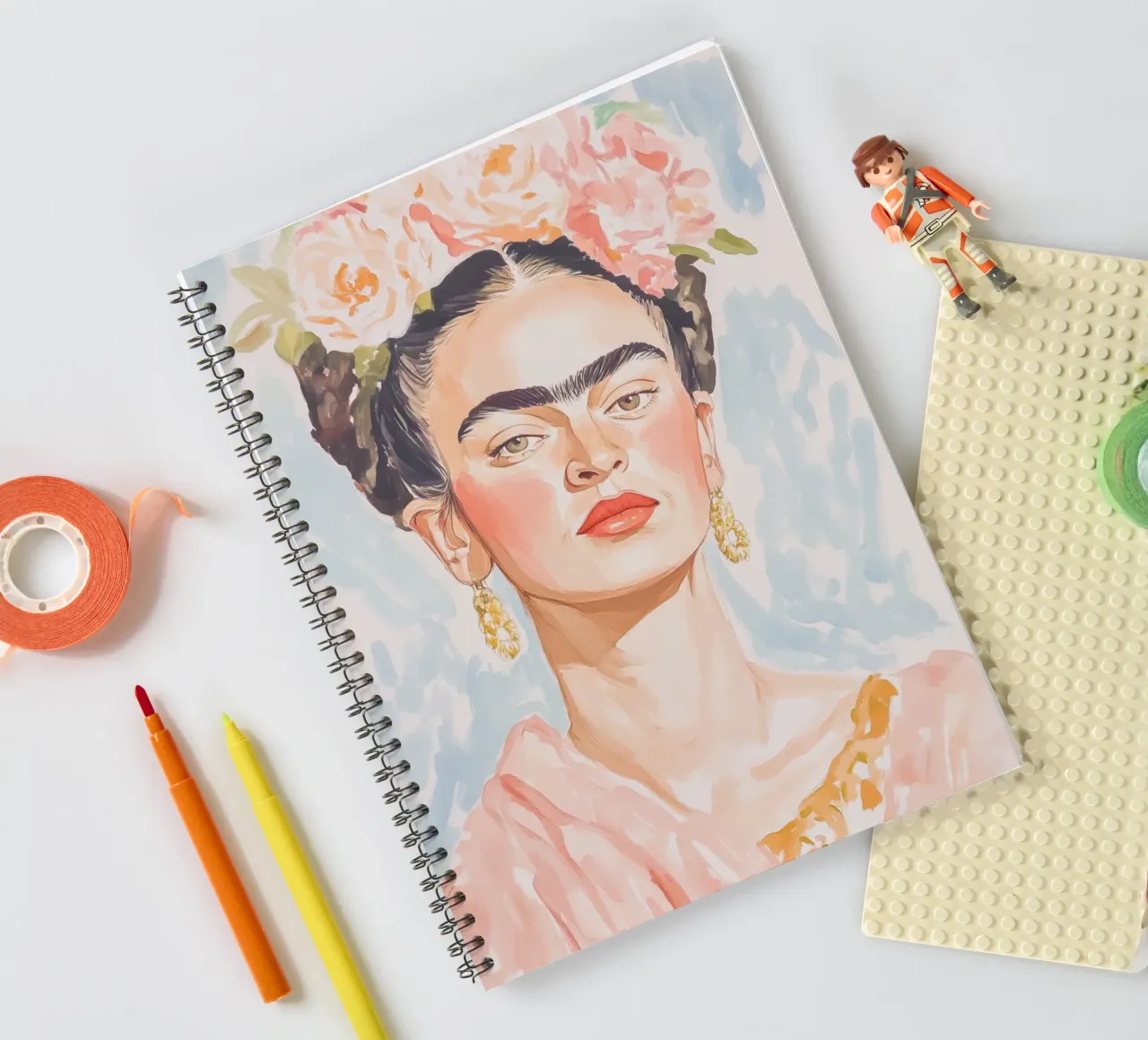 Frida Portrait Art spiral notebook by Melloi Art Print