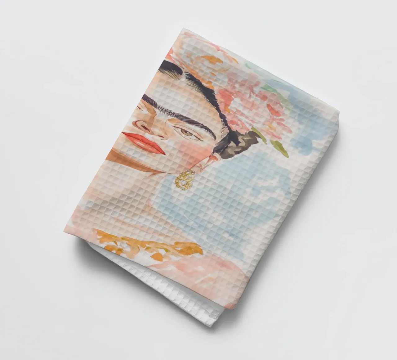 Frida Portrait Art tea towel by Melloi Art Print