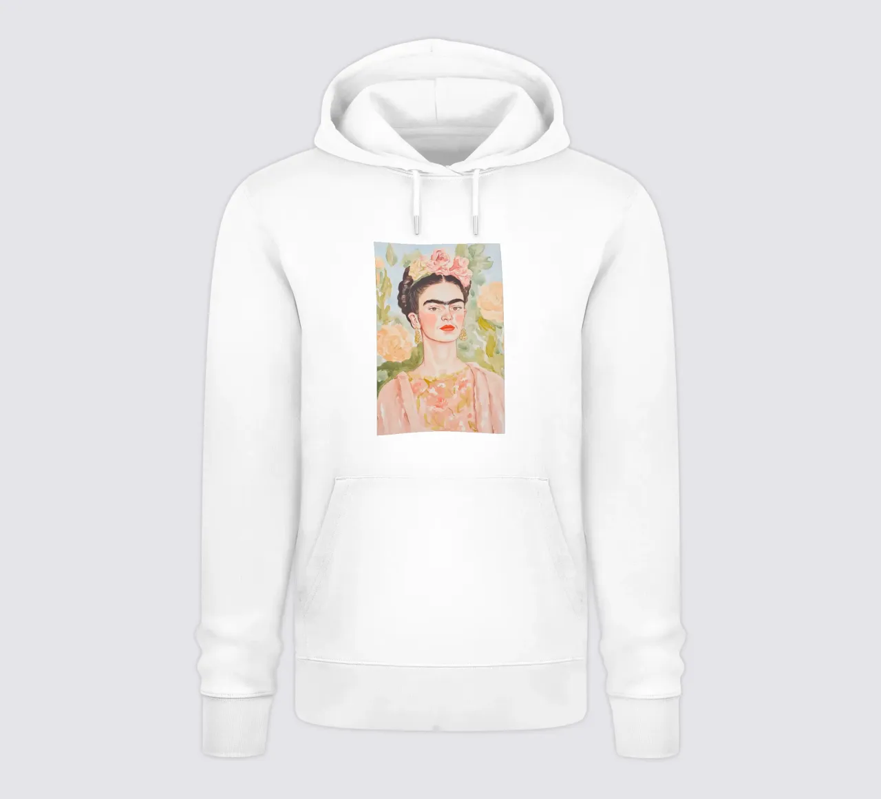 Frida con sfondo floreale felpa con cappuccio da Melloi Art Print
