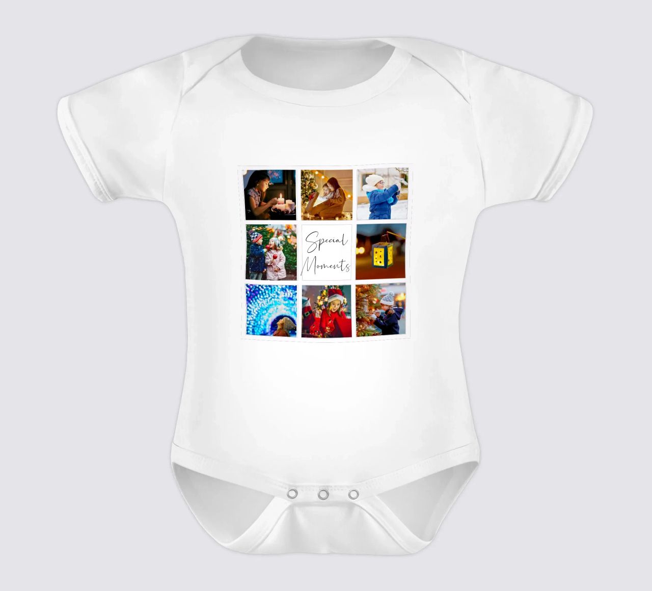 Photo Collage Template: Customize Background & Text short-sleeve baby romper by Studio Patruschka