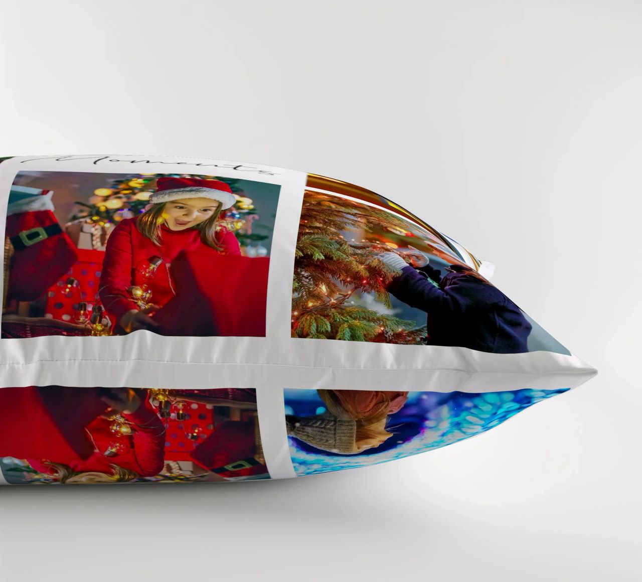 Photo Collage Template: Customize Background & Text decorative cushion by Studio Patruschka