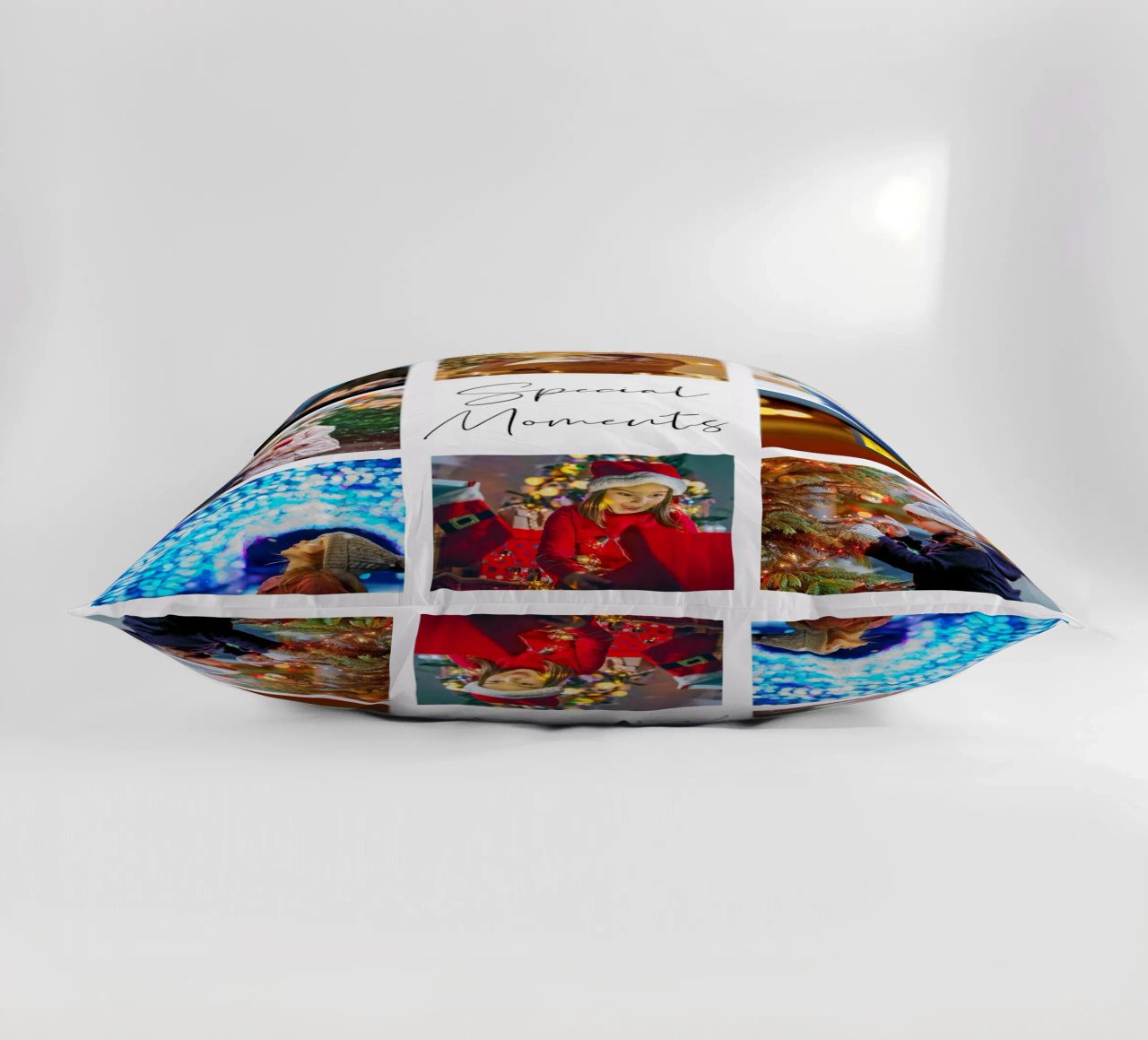 Photo Collage Template: Customize Background & Text decorative cushion by Studio Patruschka