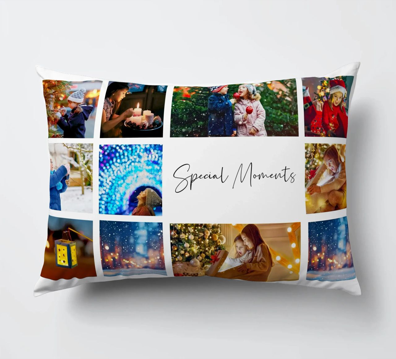 Photo Collage Template: Customize Background & Text decorative cushion by Studio Patruschka