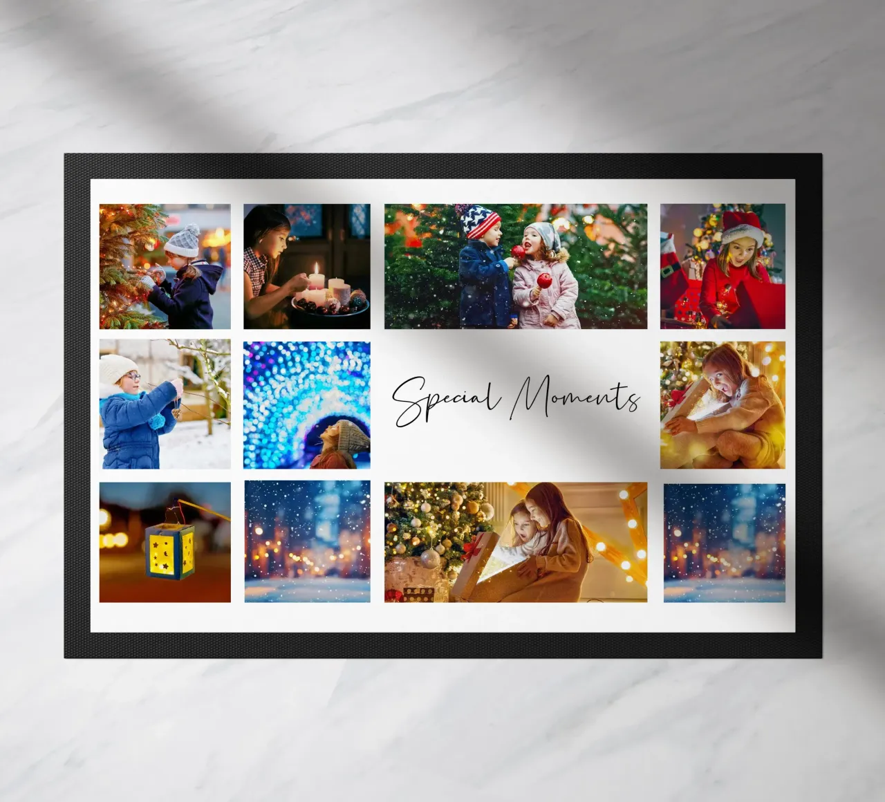 Photo Collage Template: Customize Background & Text doormat by Studio Patruschka