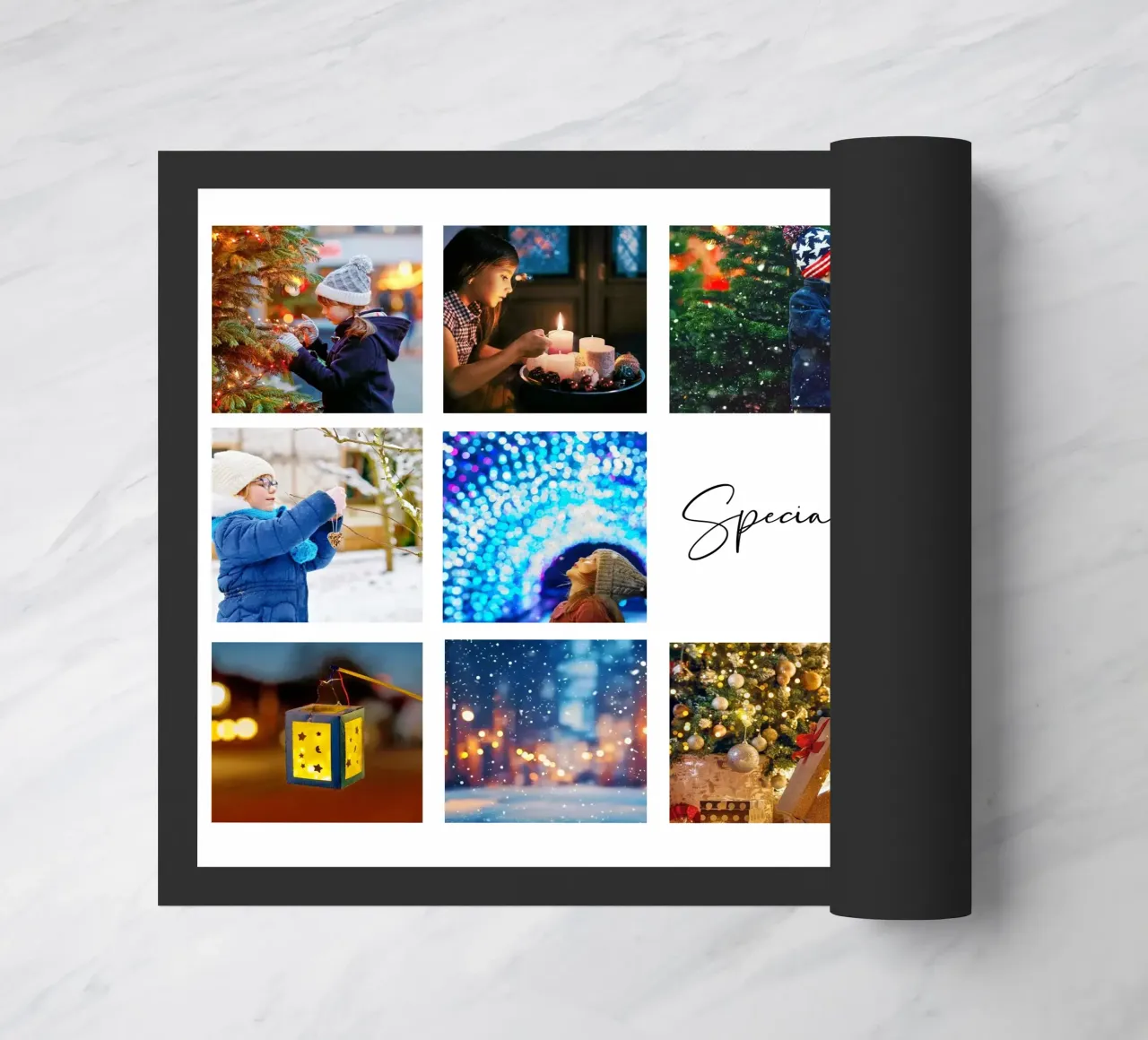 Photo Collage Template: Customize Background & Text doormat by Studio Patruschka
