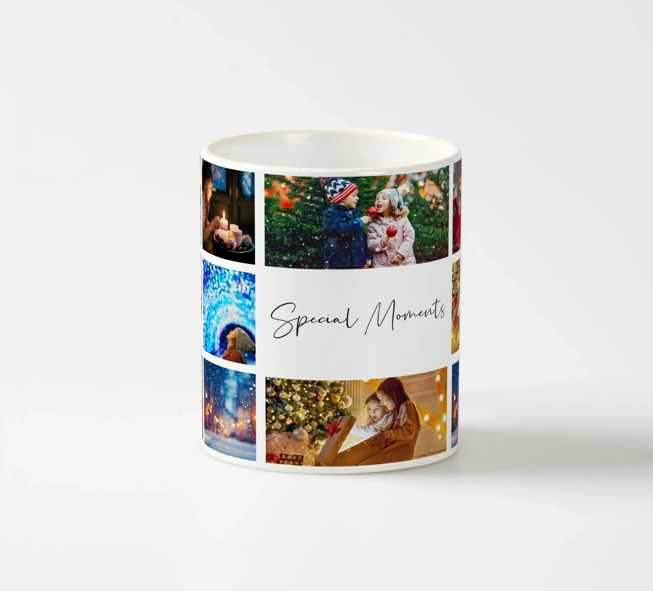 Photo Collage Template: Customize Background & Text ceramic mug by Studio Patruschka