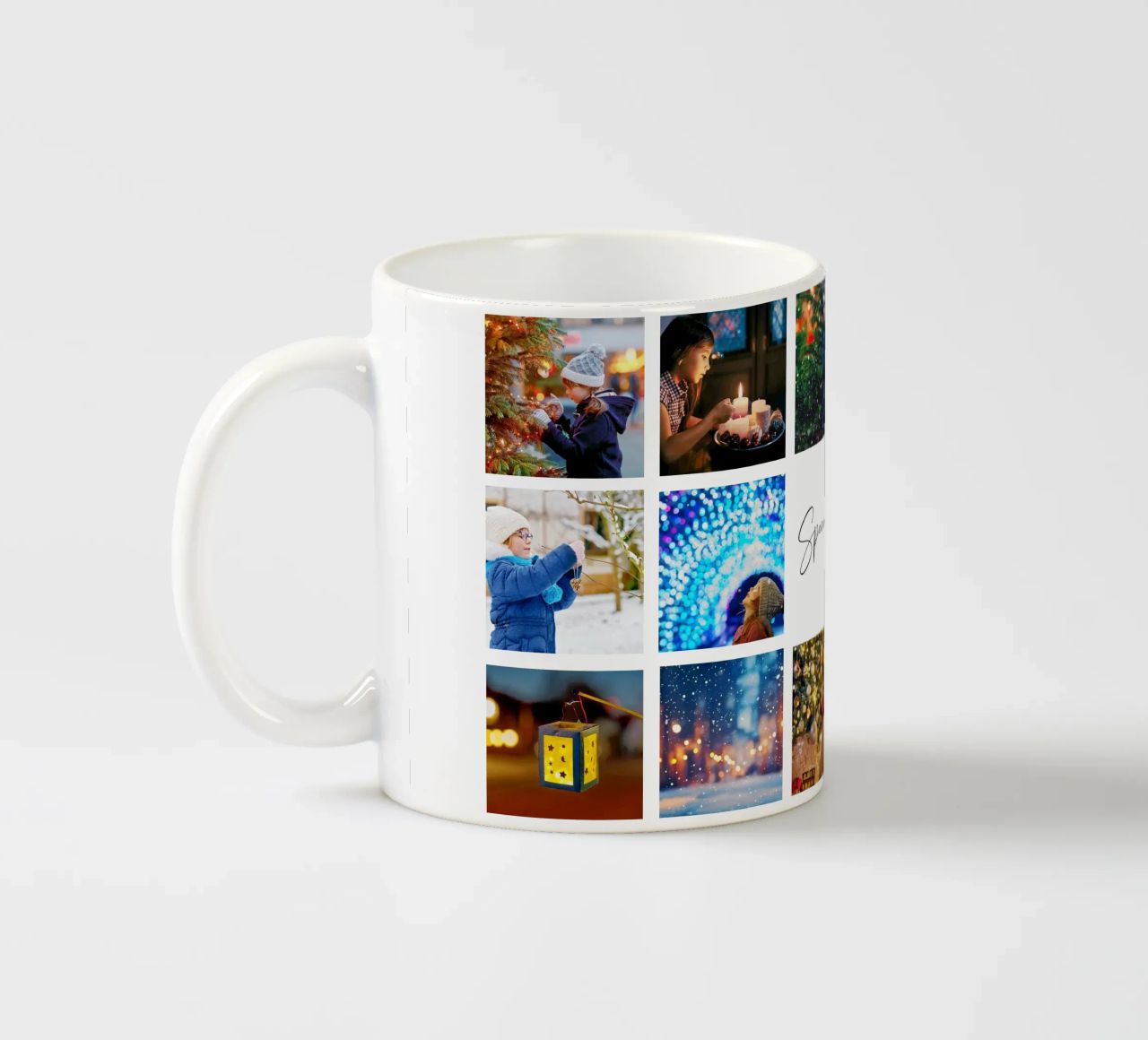 Photo Collage Template: Customize Background & Text ceramic mug by Studio Patruschka
