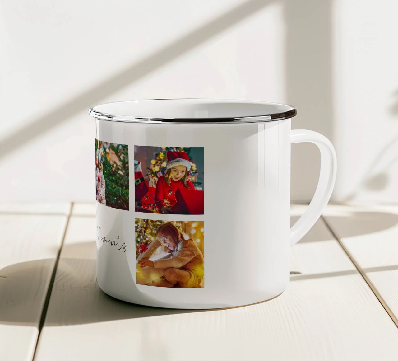 Photo Collage Template: Customize Background & Text enamel mug by Studio Patruschka