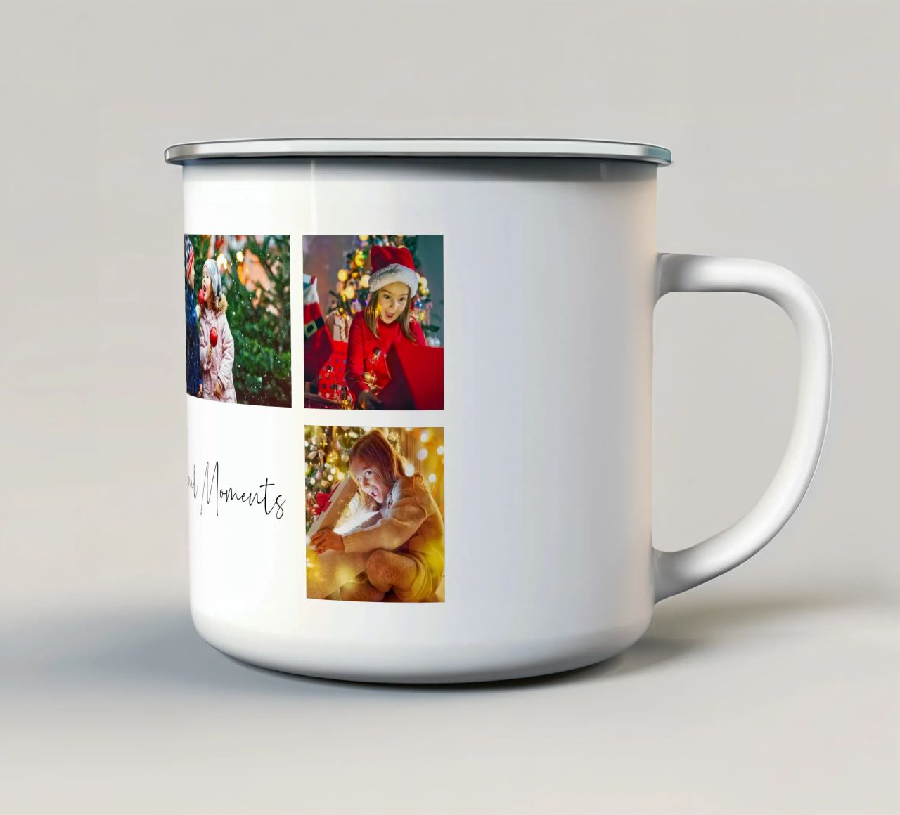 Photo Collage Template: Customize Background & Text enamel mug by Studio Patruschka