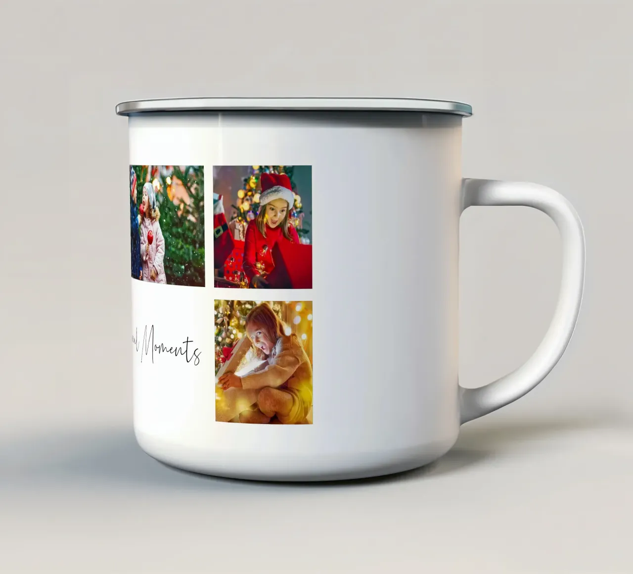 Plantilla de collage de fotos: Personalizar fondo y texto taza de esmalte de Studio Patruschka