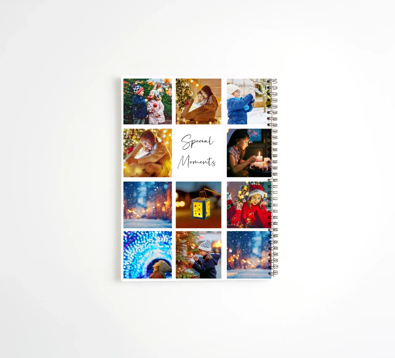 Sjabloon voor fotocollage: Achtergrond en tekst aanpassen notitieboek met spiraal van Studio Patruschka