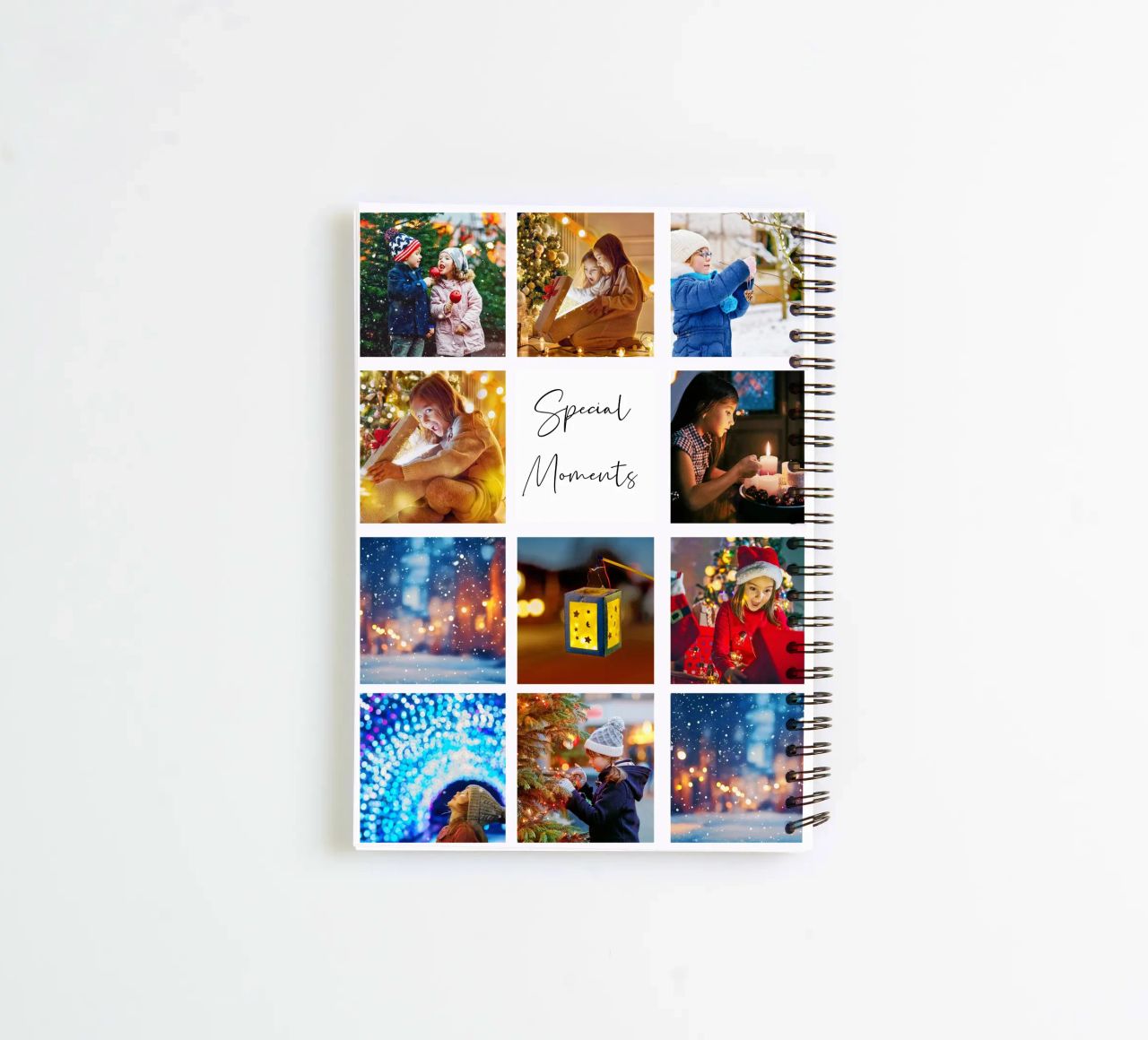 Photo Collage Template: Customize Background & Text spiral notebook by Studio Patruschka