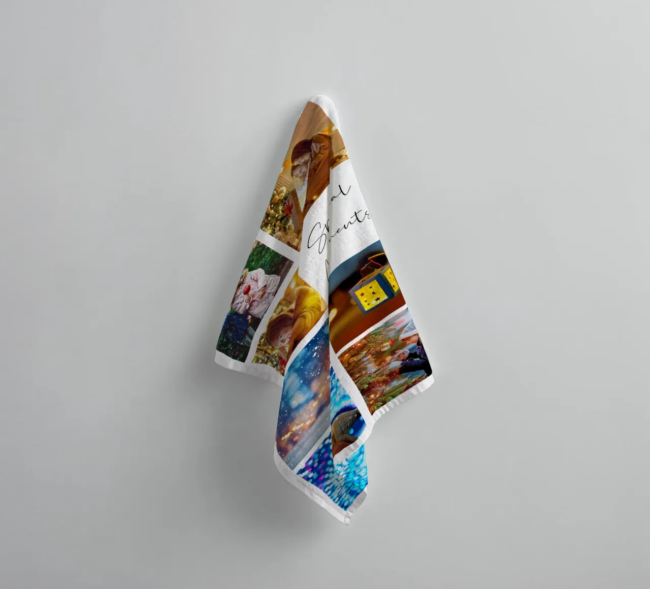 Sjabloon voor fotocollage: Achtergrond en tekst aanpassen badhanddoek van Studio Patruschka