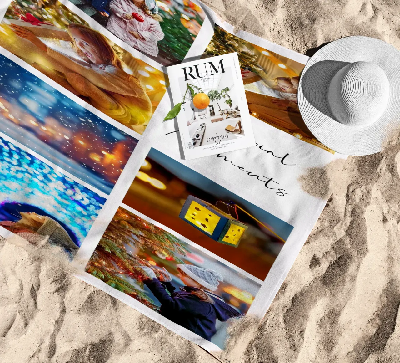 Plantilla de collage de fotos: Personalizar fondo y texto toalla de playa de Studio Patruschka